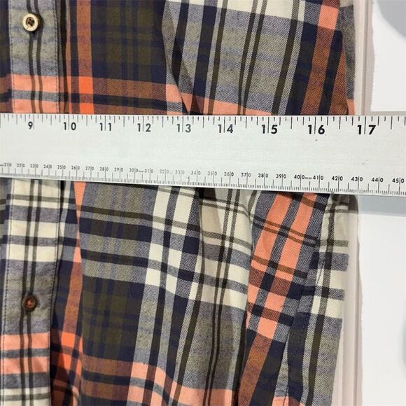 The North Face Plaid Flannel Shirt M Orange Brown Cream Button Up 100% Cotton - Picture 5 of 8